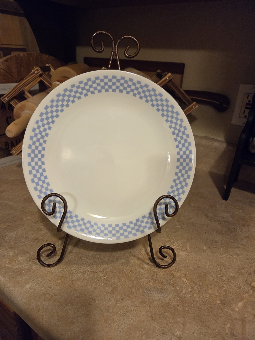 Set of 3 Amelia Blue Check Pattern Corelle Dinnner Plate
